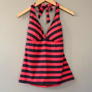 NWT Mossimo Halter Tankini Swimsuit Top Size Large Charcoal Grey Gray Coral